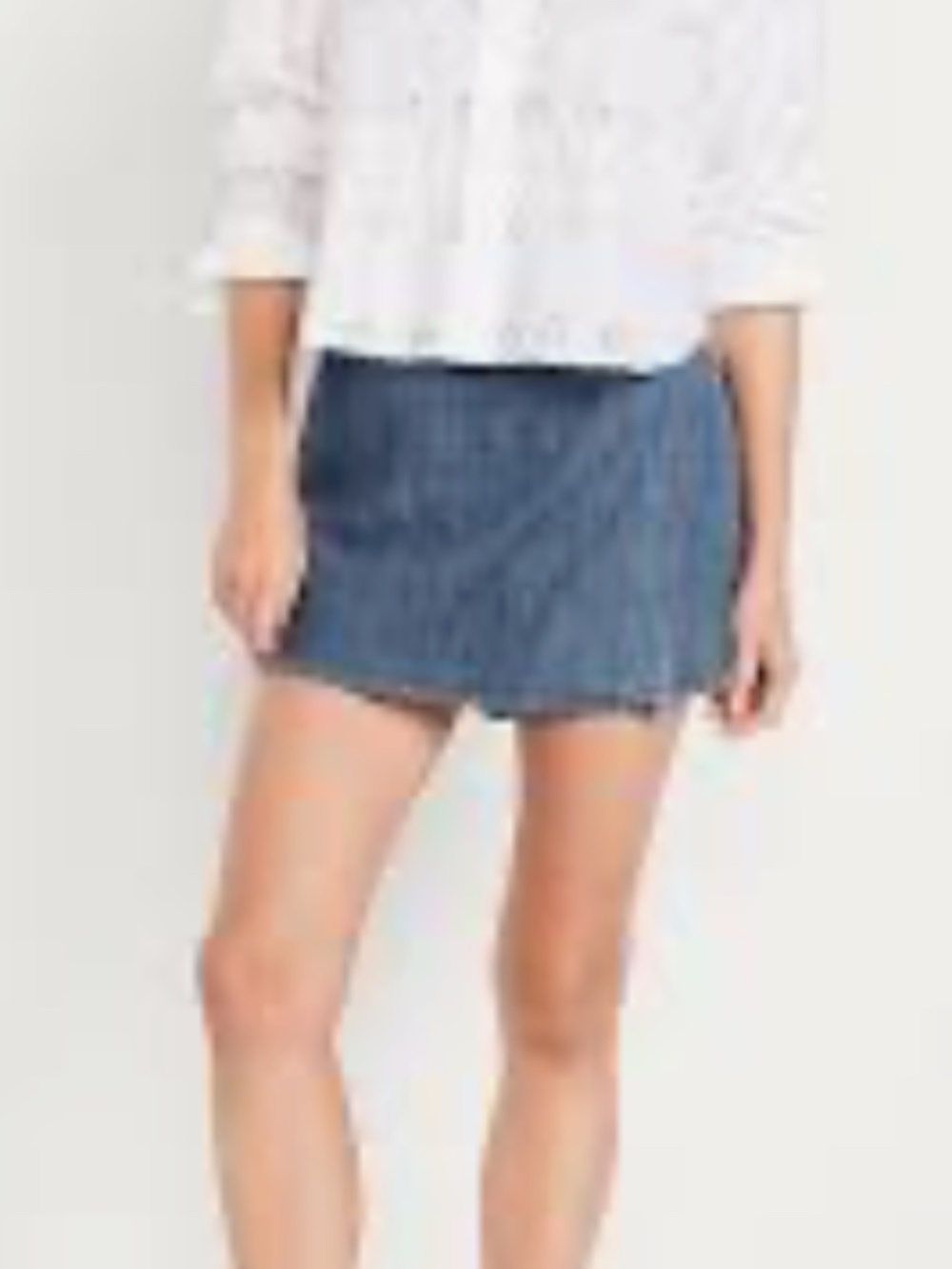Old Navy High-Waisted Faux-Wrap Denim Mini Skort Medium Wash